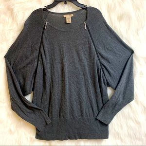 Vertical Design Zippered Long Sleeve Sweater
